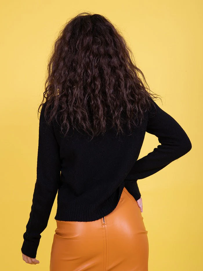 Girocollo in maglia nero - immagine 3