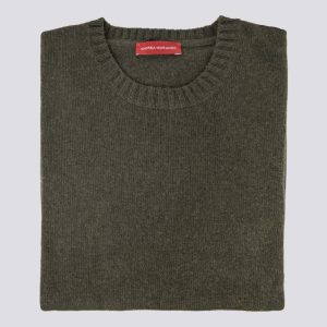 Girocollo in misto lana verde militare