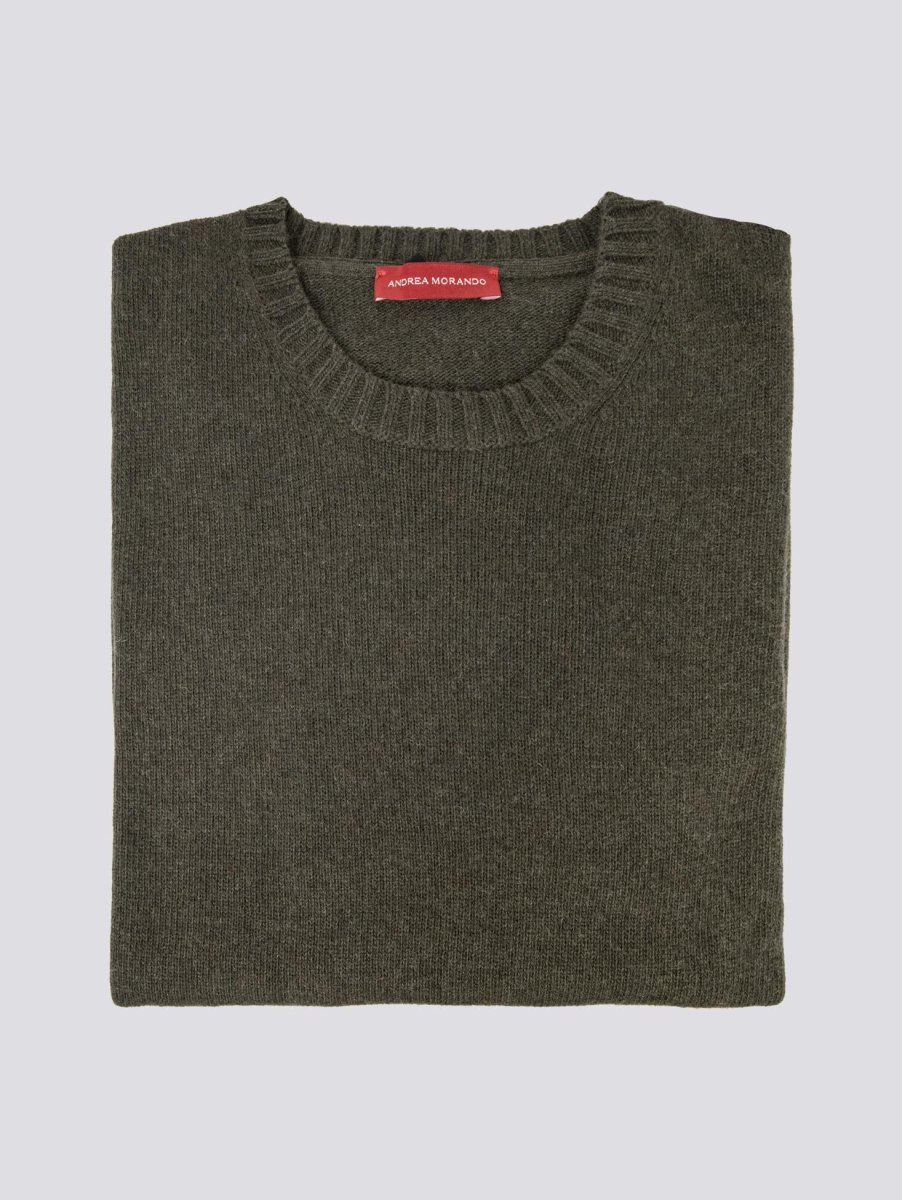 Girocollo in misto lana verde militare