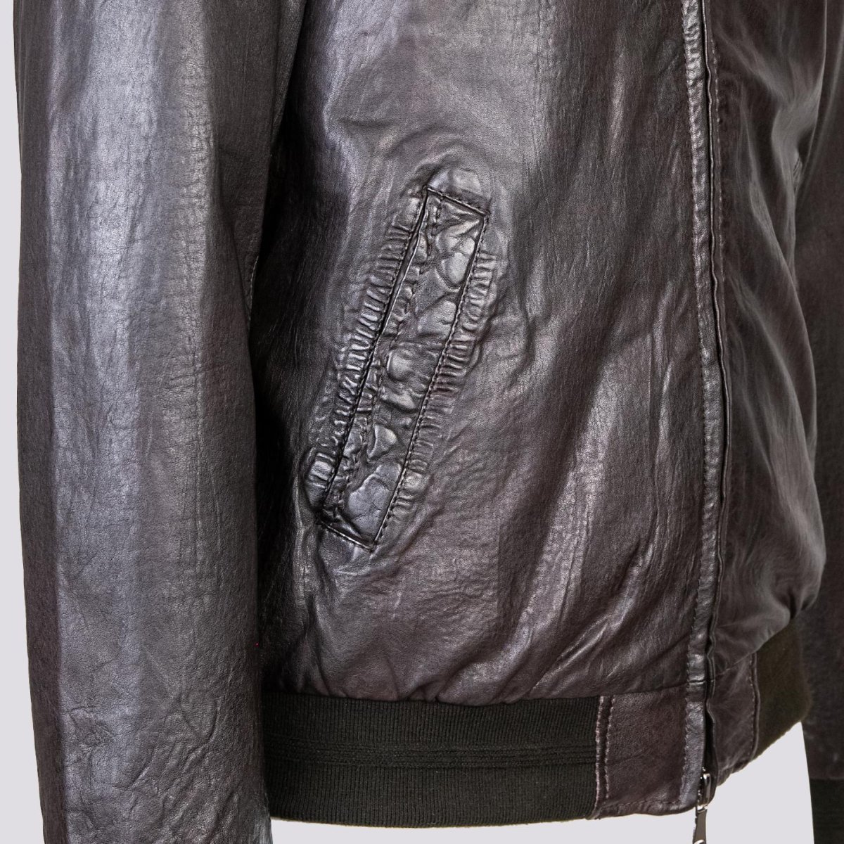 Giubbotto in pelle marrone con imbottitura RU44 - immagine 6