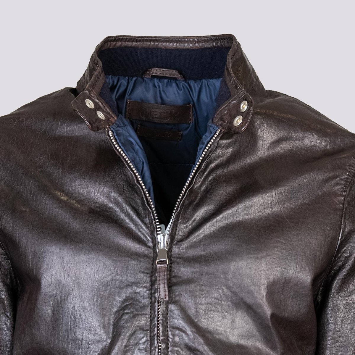 Giubbotto in pelle marrone con imbottitura RU44 - immagine 5