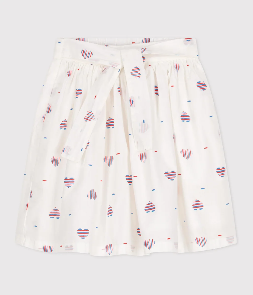 Gonna in cotone a cuori bambina