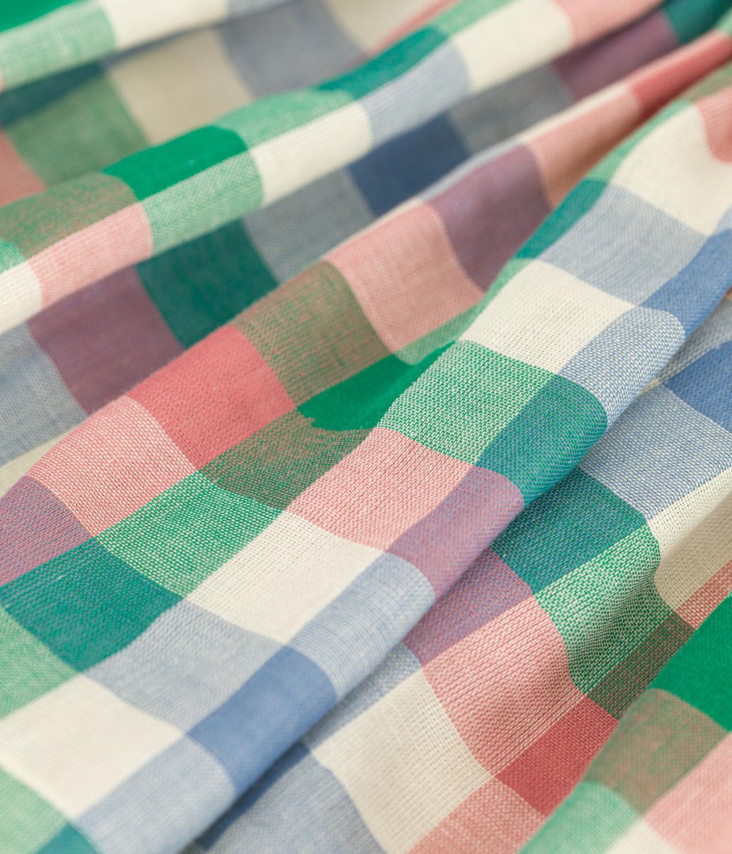 Gonna in garza di cotone a quadri - immagine 4