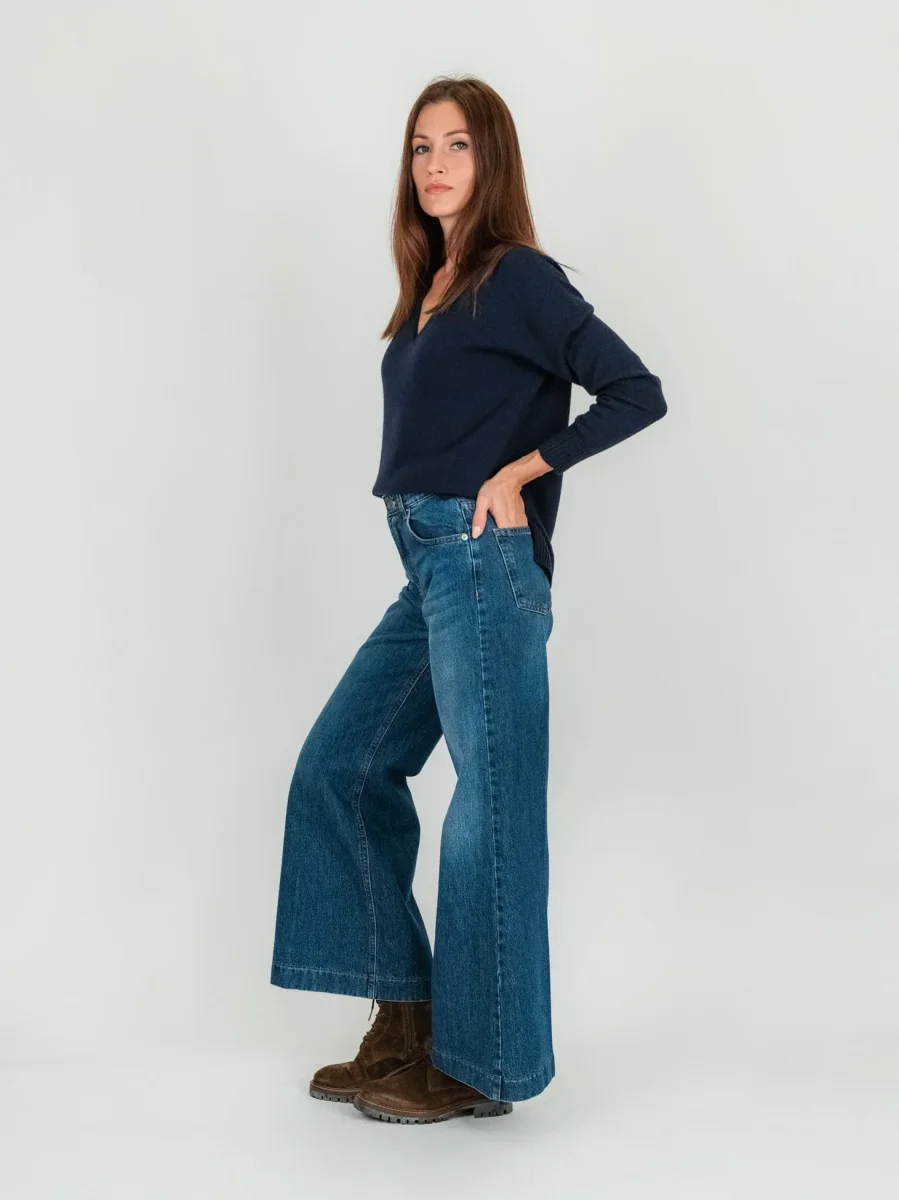 JEANS 5 TASCHE A PALAZZO LAVAGGIO MEDIO - immagine 3