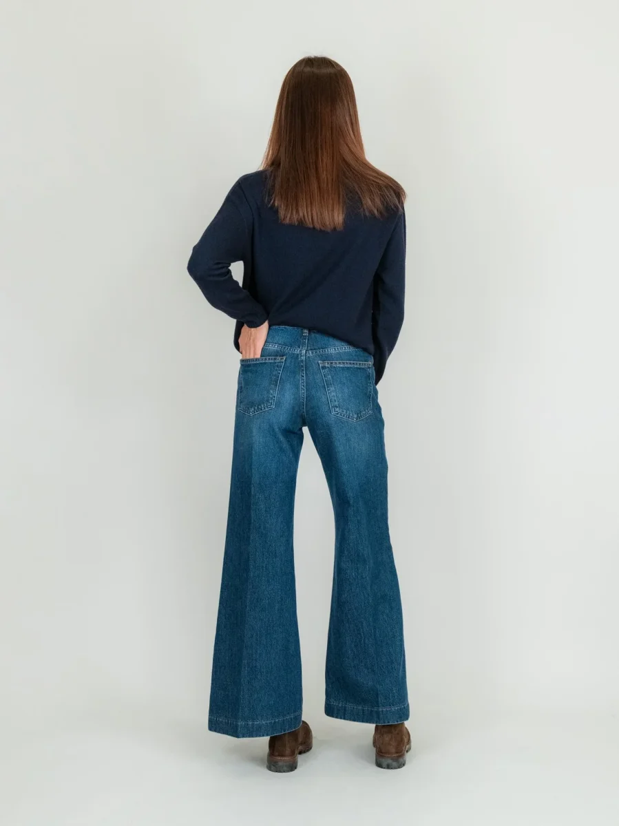 JEANS 5 TASCHE A PALAZZO LAVAGGIO MEDIO - immagine 4