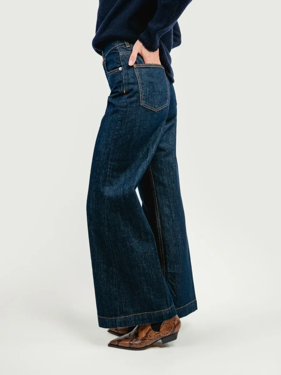 JEANS 5 TASCHE A PALAZZO LAVAGGIO SCURO - immagine 5