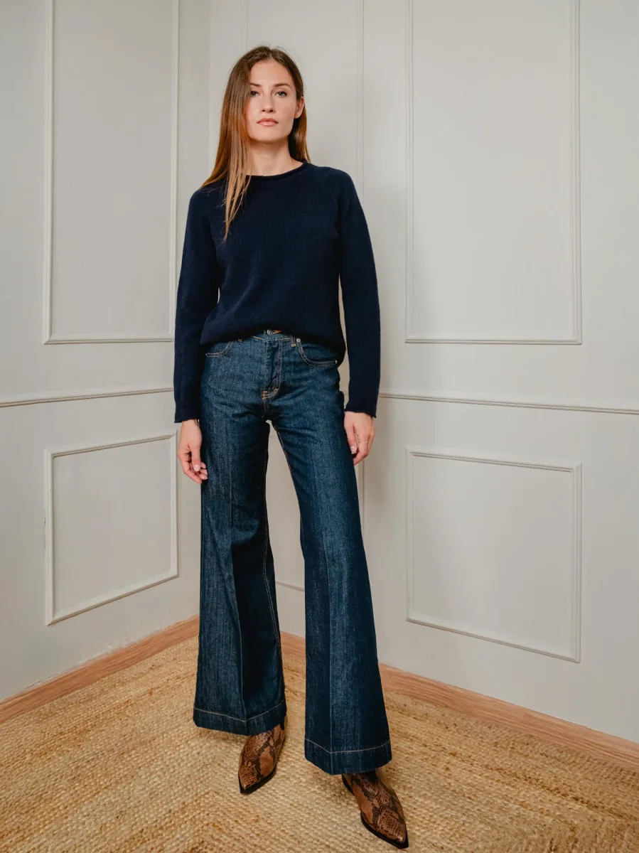 JEANS 5 TASCHE A PALAZZO LAVAGGIO SCURO - immagine 3