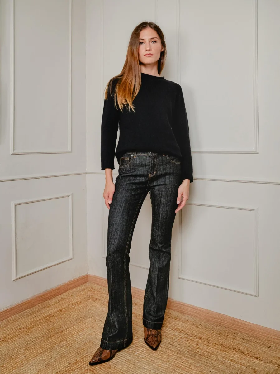 JEANS 5 TASCHE A ZAMPA LAVAGGIO SCURO