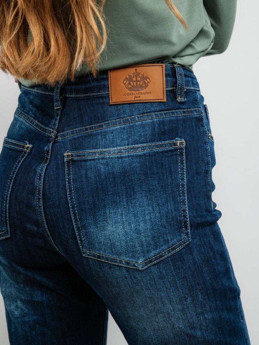 JEANS A PALAZZO CON RISVOLTO LAVAGGIO SCURO - immagine 6