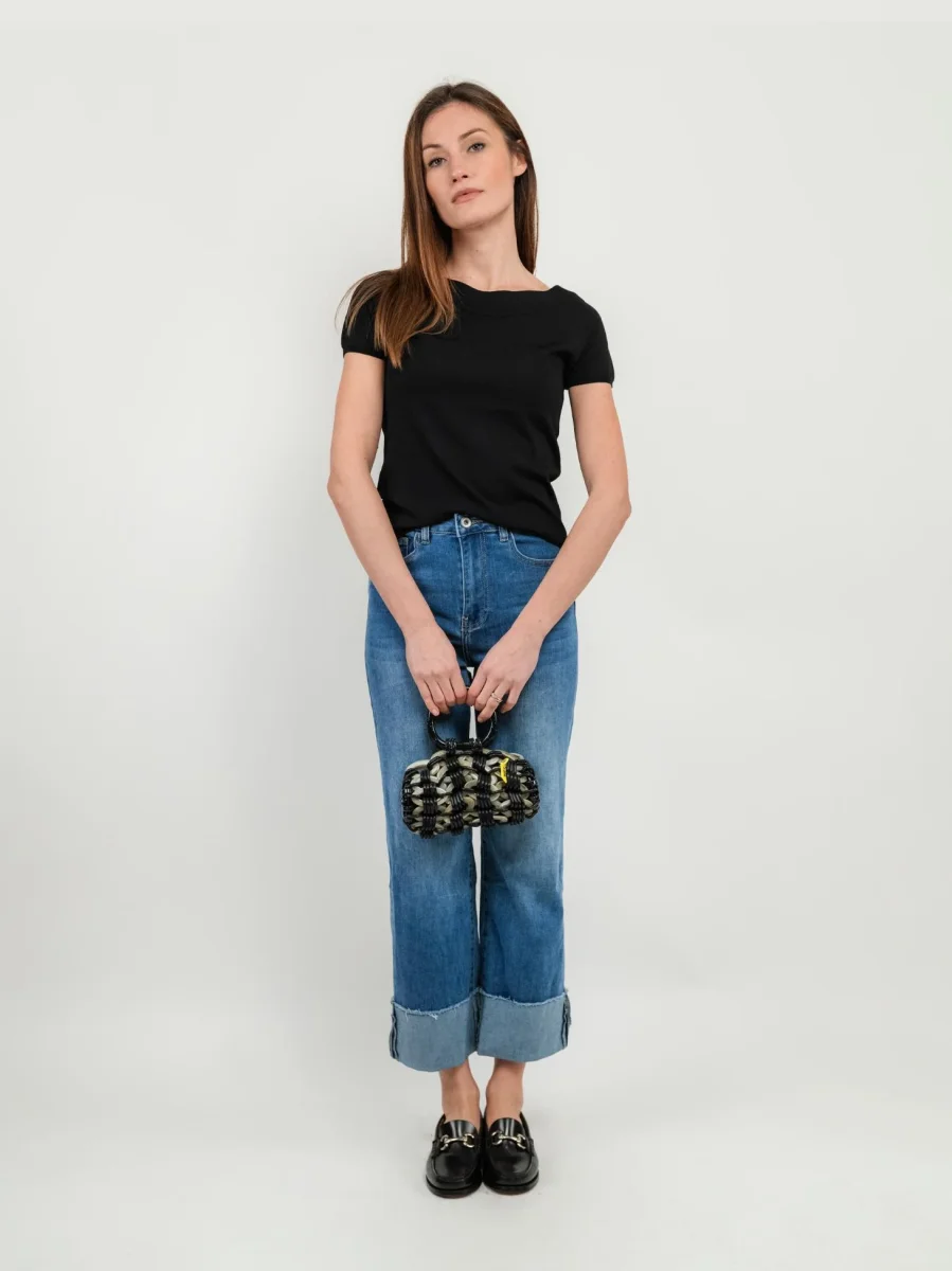 JEANS A PALAZZO CON RISVOLTO - immagine 7