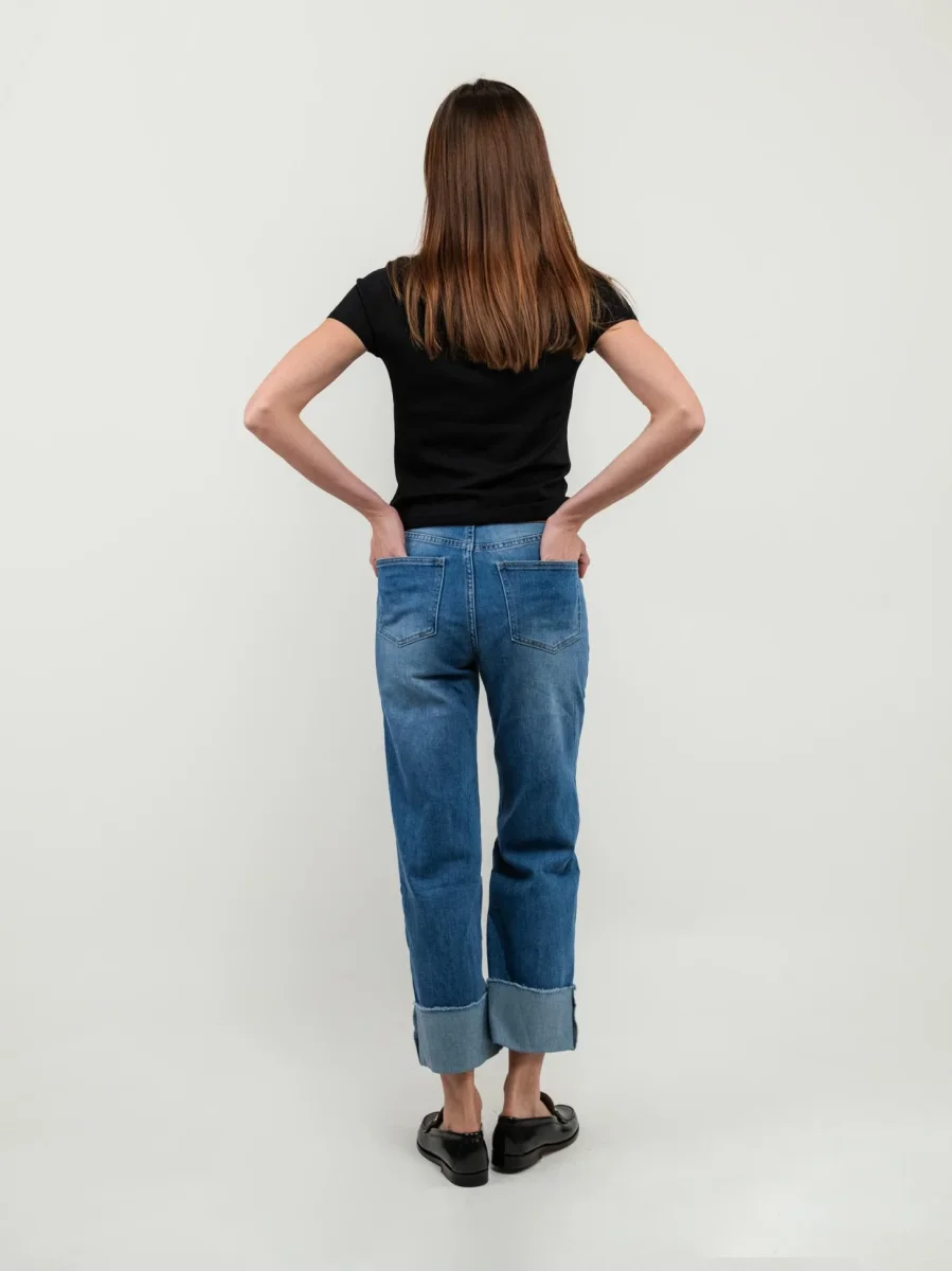 JEANS A PALAZZO CON RISVOLTO - immagine 5