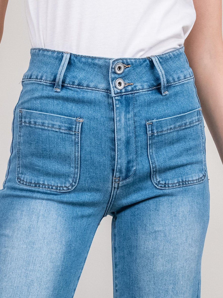 JEANS A PALAZZO CON TASCHE APPLICATE FRONTALI - immagine 6