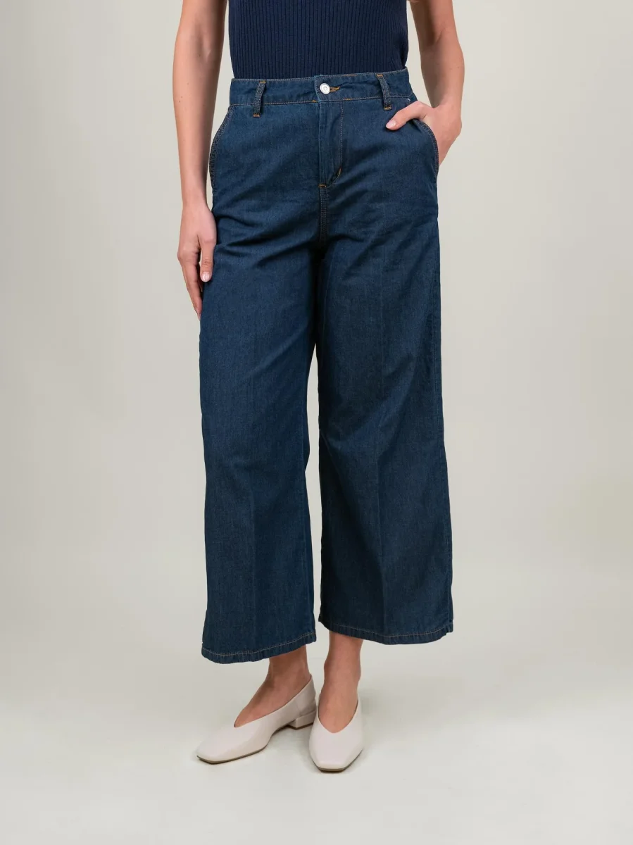 JEANS A PALAZZO DENIM SCURO