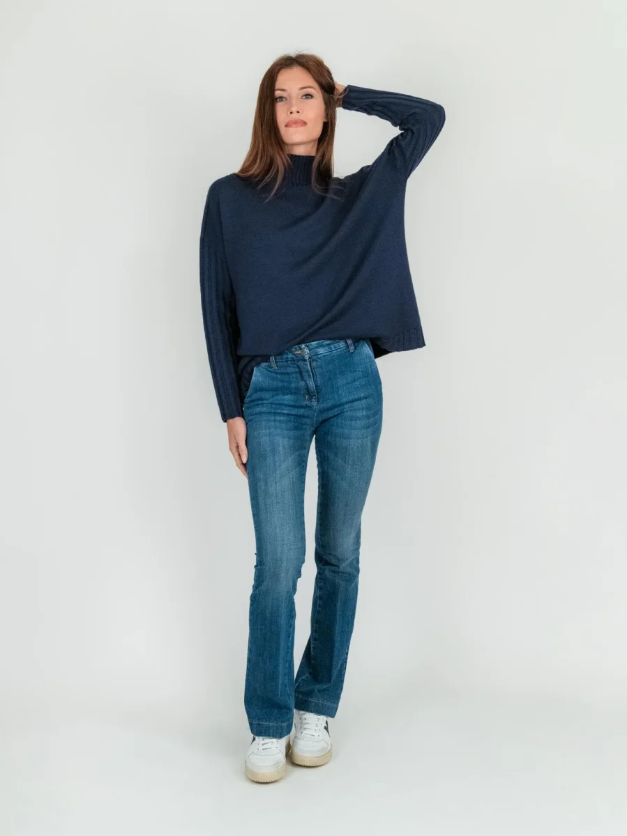 JEANS A ZAMPA IN DENIM MEDIO