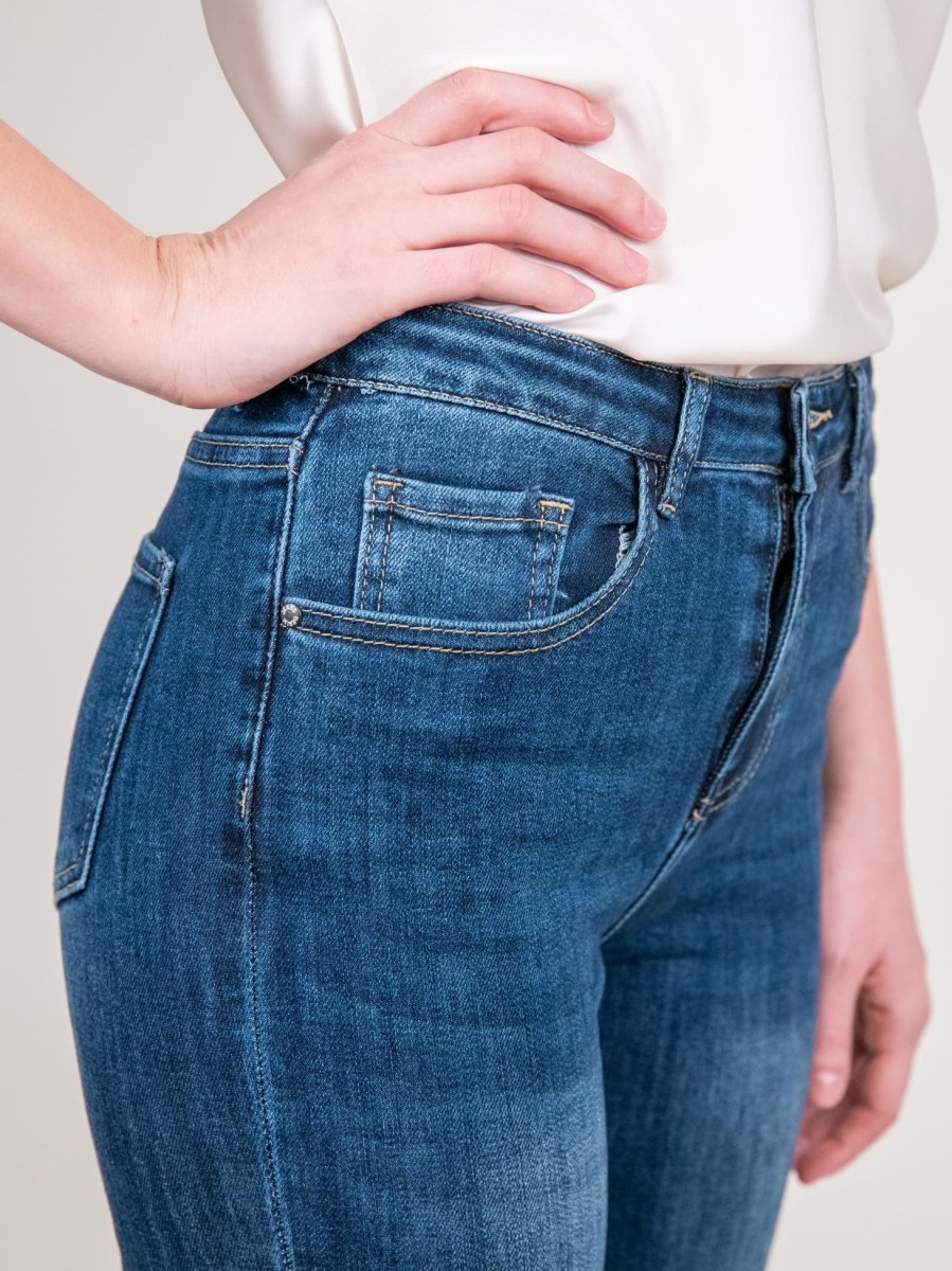 JEANS SCURO 5 TASCHE SFRANGIATO - immagine 5