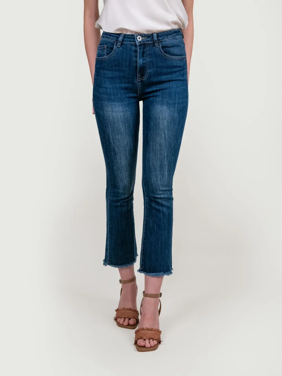 JEANS SCURO 5 TASCHE SFRANGIATO