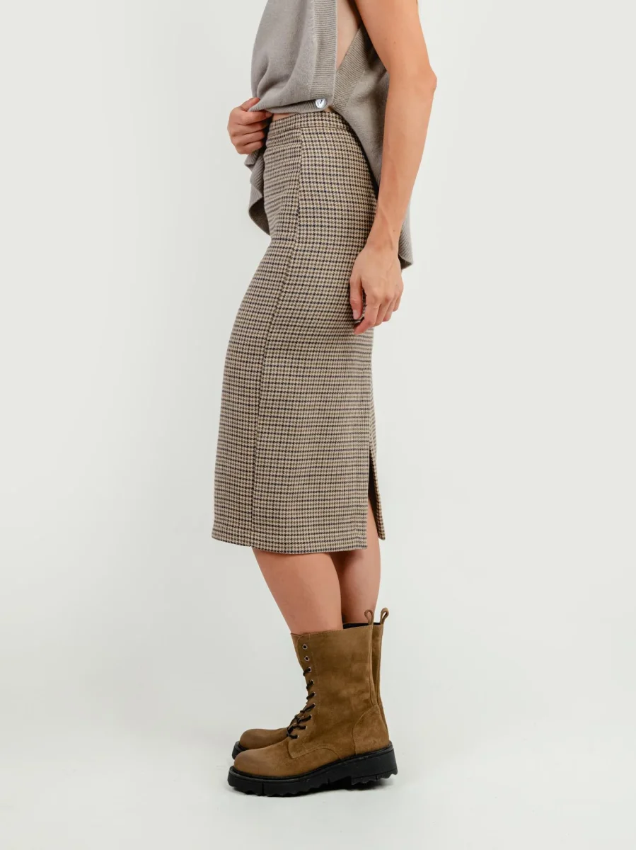 LONGUETTE PIED DE POULE BEIGE - immagine 5