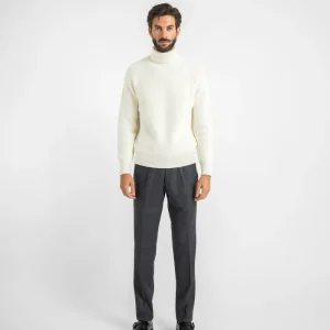 Maglione dolcevita costa inglese spalla raglan - Panna