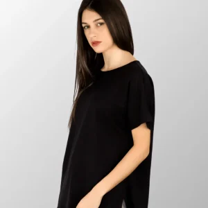 Maglia manica corta Giusy con spacchi laterali in Puro Lino