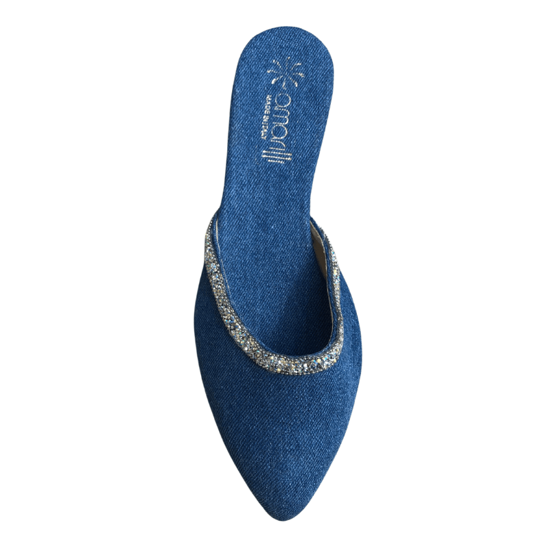 Luna: Sabot in Tessuto Jeans con filo di strass - immagine 4