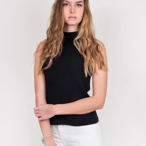 Lupetto smanicato a costine nero