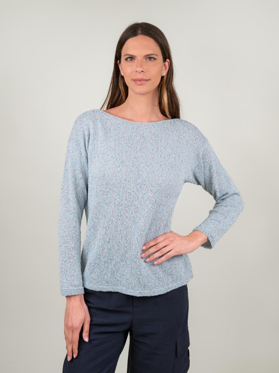MAGLIA AZZURRA DETTAGLI LUREX