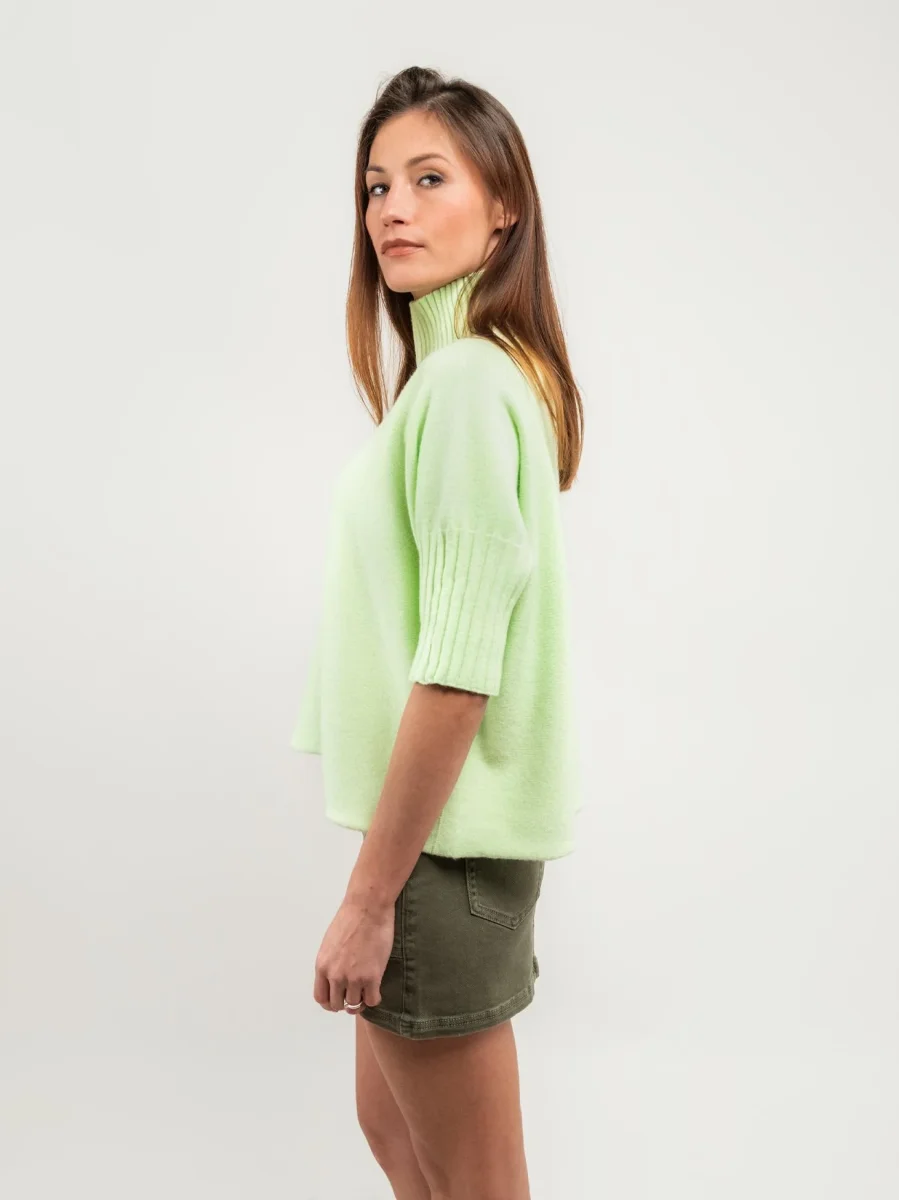 MAGLIA A COLLO ALTO LIME CON MANICHE A 3/4 - immagine 4