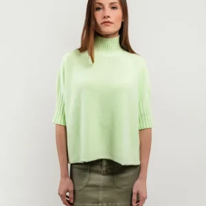 MAGLIA A COLLO ALTO LIME CON MANICHE A 3/4