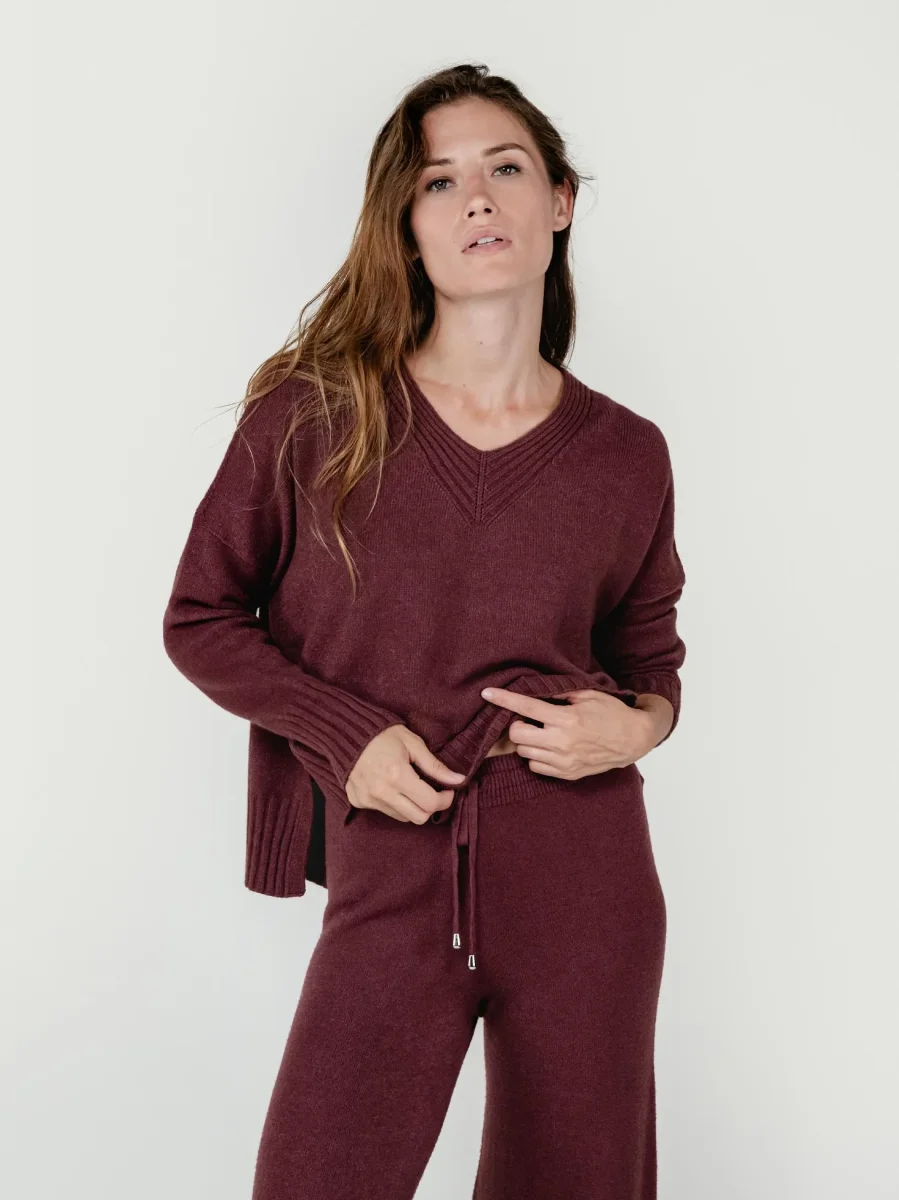 MAGLIA CON SCOLLO A V BORDEAUX