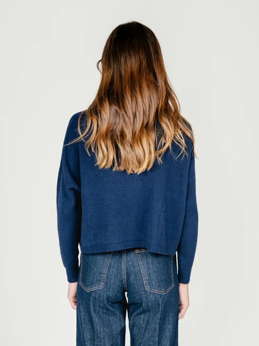 MAGLIA CORTA CON TASCHE BLU - immagine 4