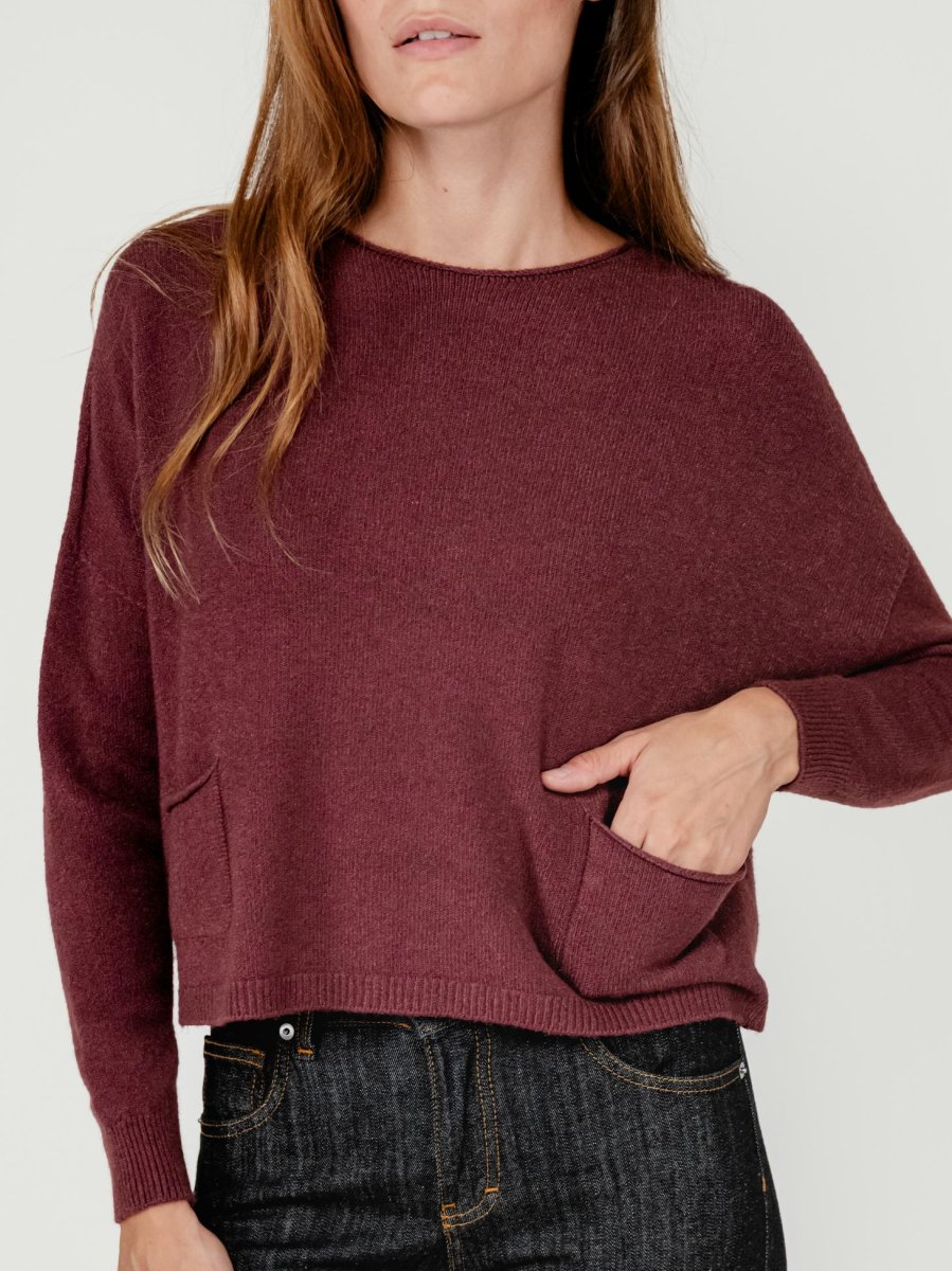 MAGLIA CORTA CON TASCHE BORDEAUX - immagine 5