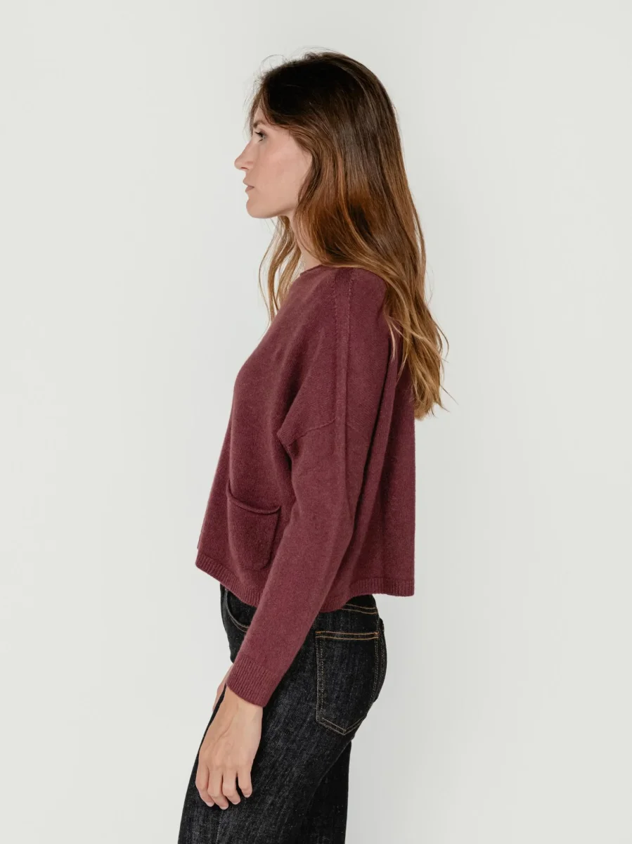 MAGLIA CORTA CON TASCHE BORDEAUX - immagine 3