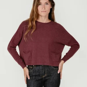 MAGLIA CORTA CON TASCHE BORDEAUX