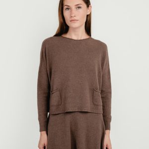 MAGLIA CORTA CON TASCHE MARRONE