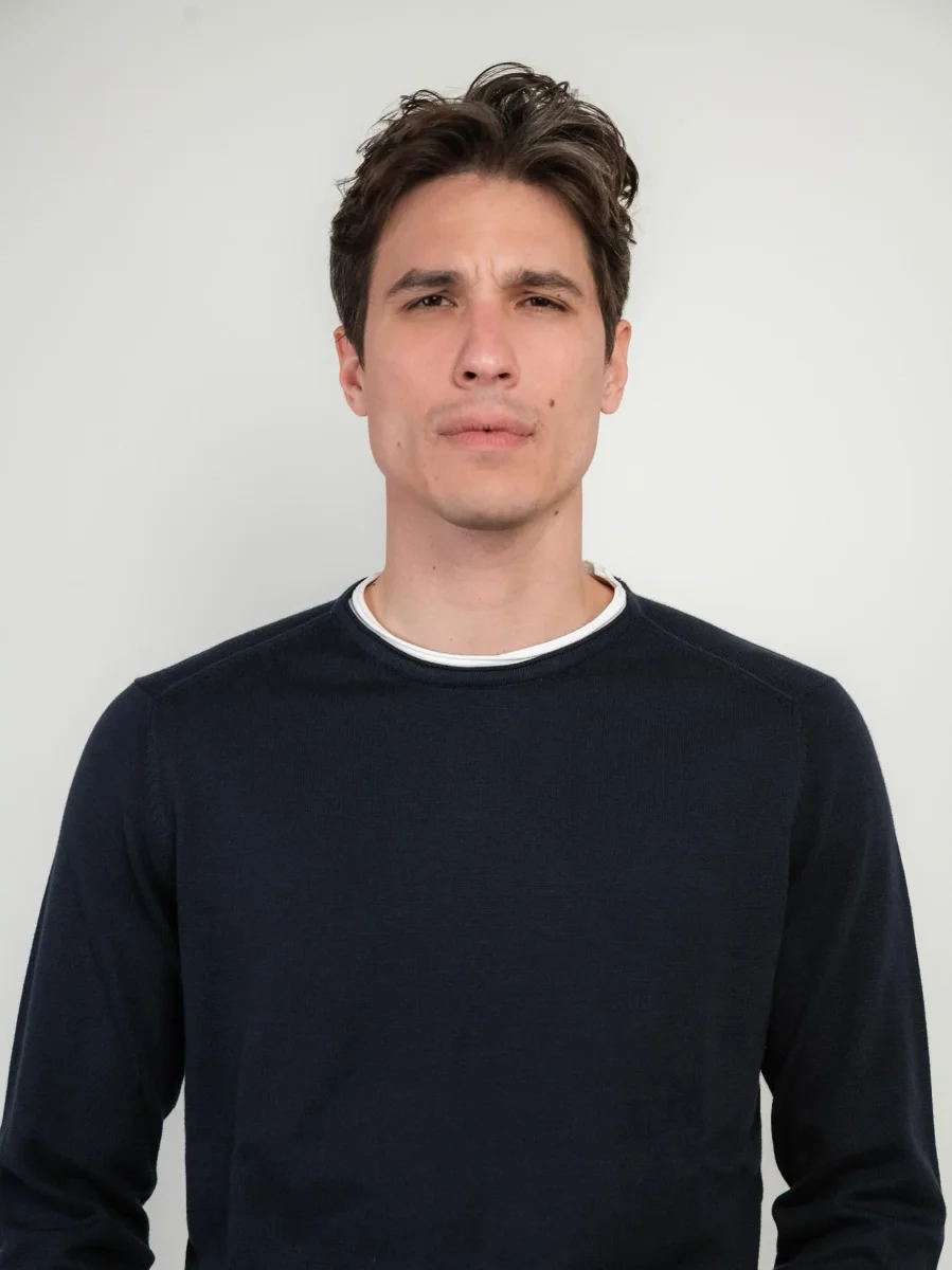 MAGLIA GIROCOLLO IN COTONE BLU CON INSERTO T-SHIRT - immagine 5