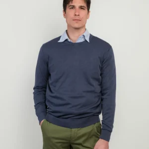 MAGLIA GIROCOLLO IN COTONE RASATO BLUETTE