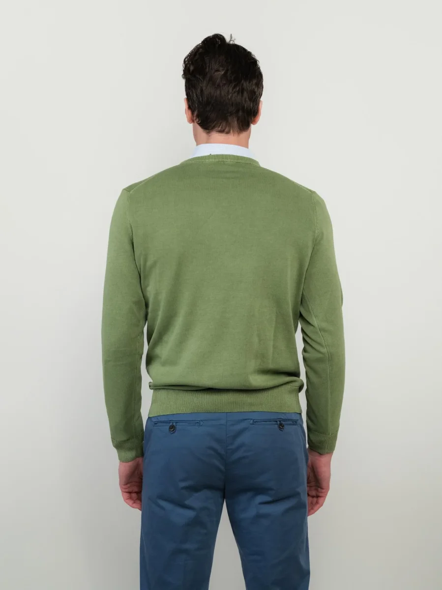 MAGLIA GIROCOLLO IN COTONE RASATO VERDE - immagine 4