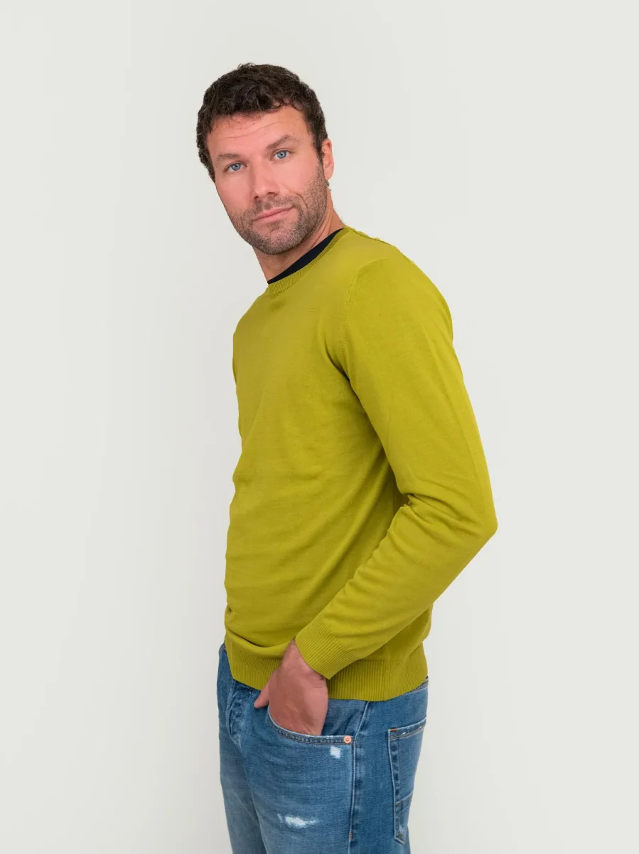 MAGLIA GIROCOLLO IN COTONE VERDE - immagine 3