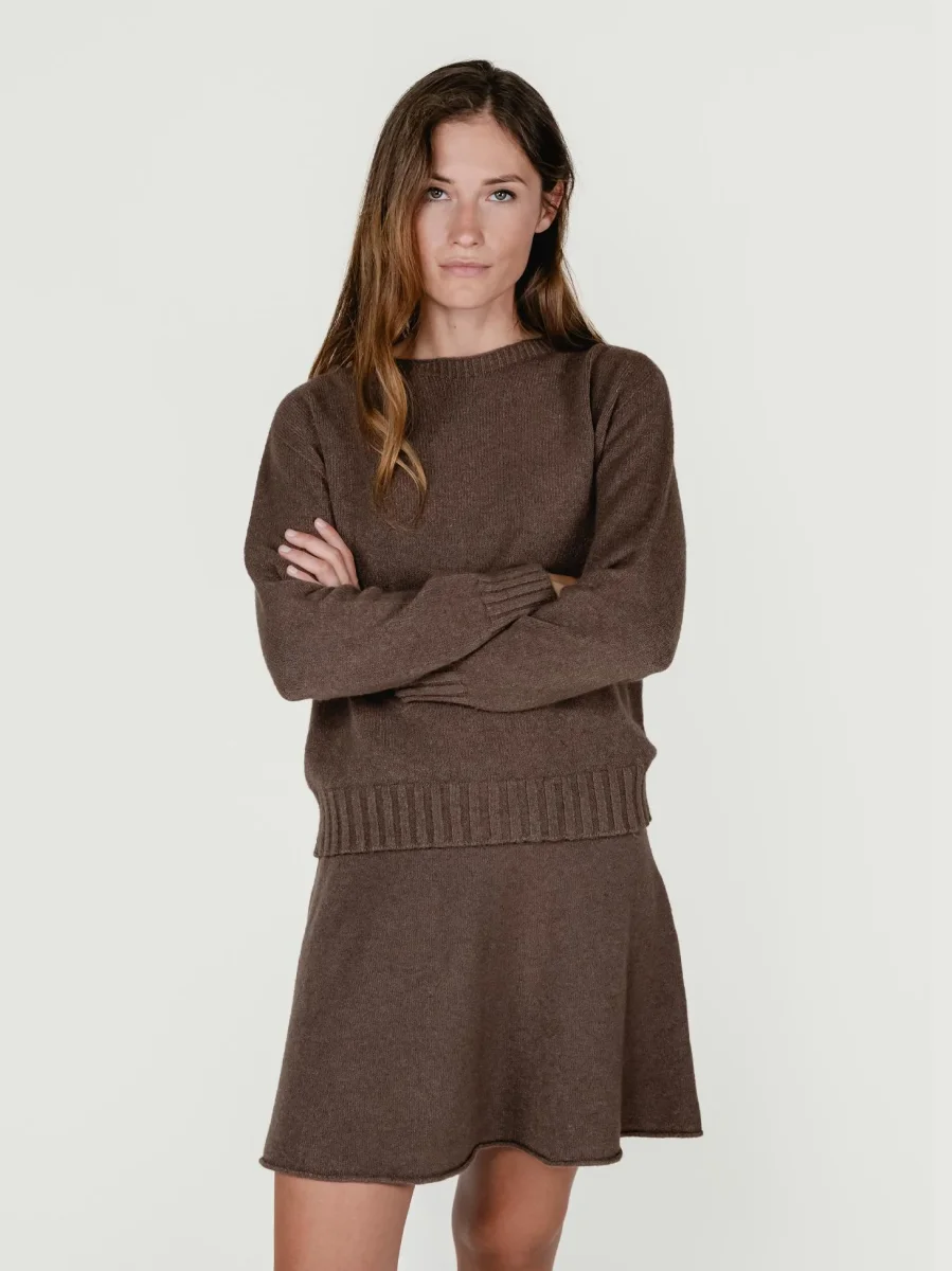 MAGLIA GIROCOLLO TABACCO