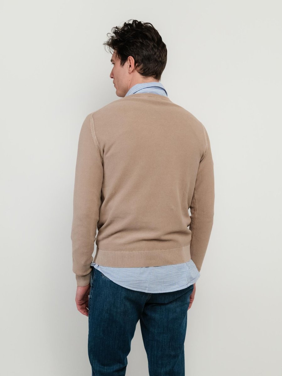 MAGLIA IN COTONE GRANA DI RISO BEIGE - immagine 4