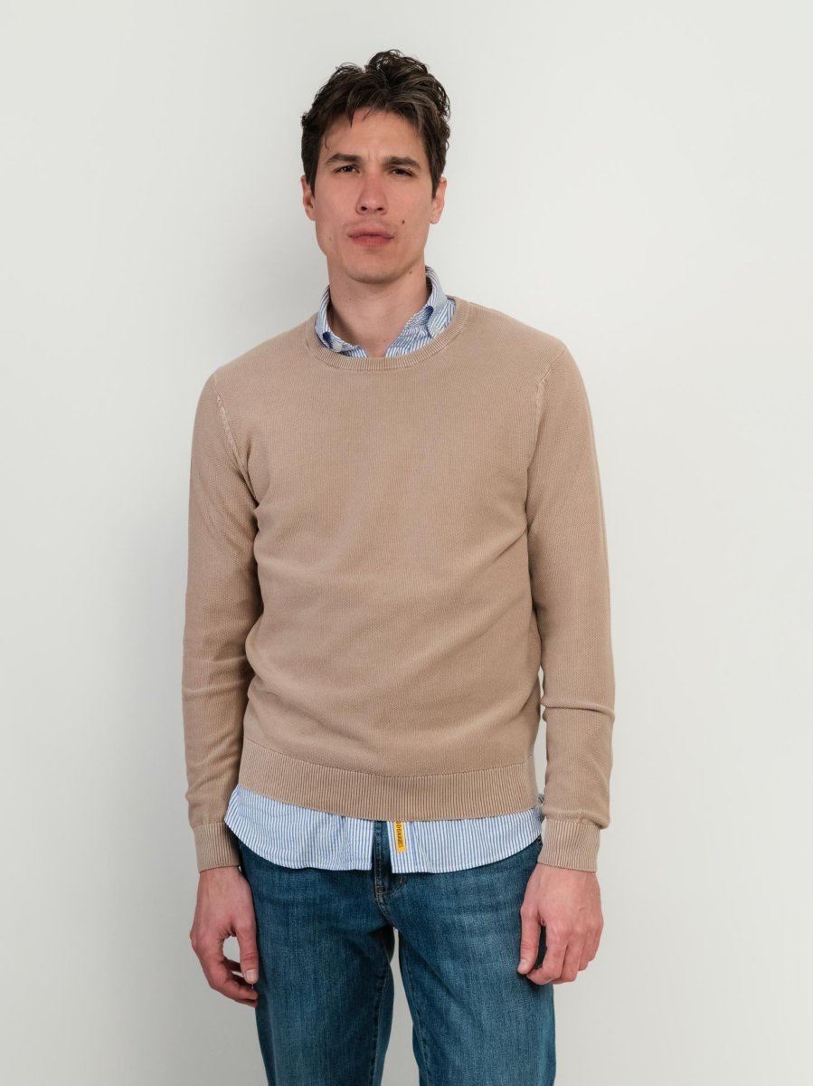 MAGLIA IN COTONE GRANA DI RISO BEIGE