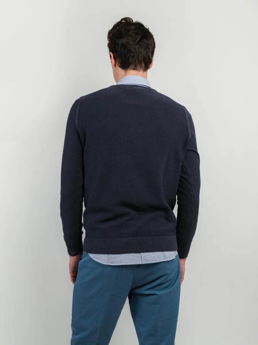 MAGLIA IN COTONE GRANA DI RISO BLU NAVY - immagine 4