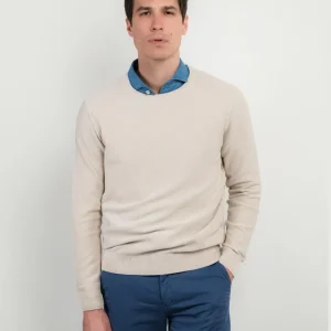 MAGLIA IN COTONE GRANA DI RISO COLOR SABBIA