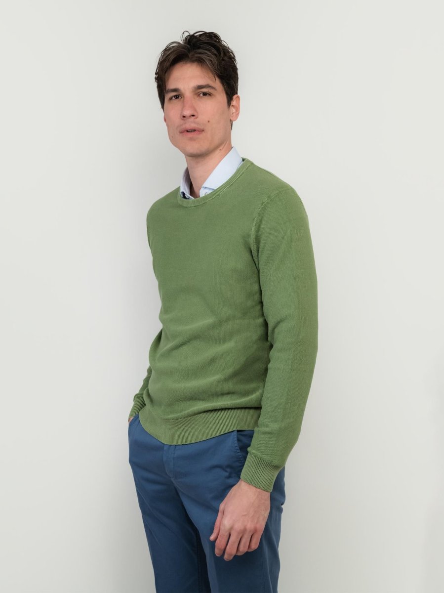 MAGLIA IN COTONE GRANA DI RISO VERDE - immagine 3