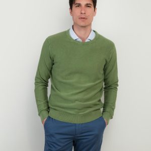 MAGLIA IN COTONE GRANA DI RISO VERDE