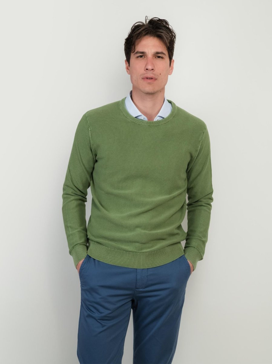 MAGLIA IN COTONE GRANA DI RISO VERDE