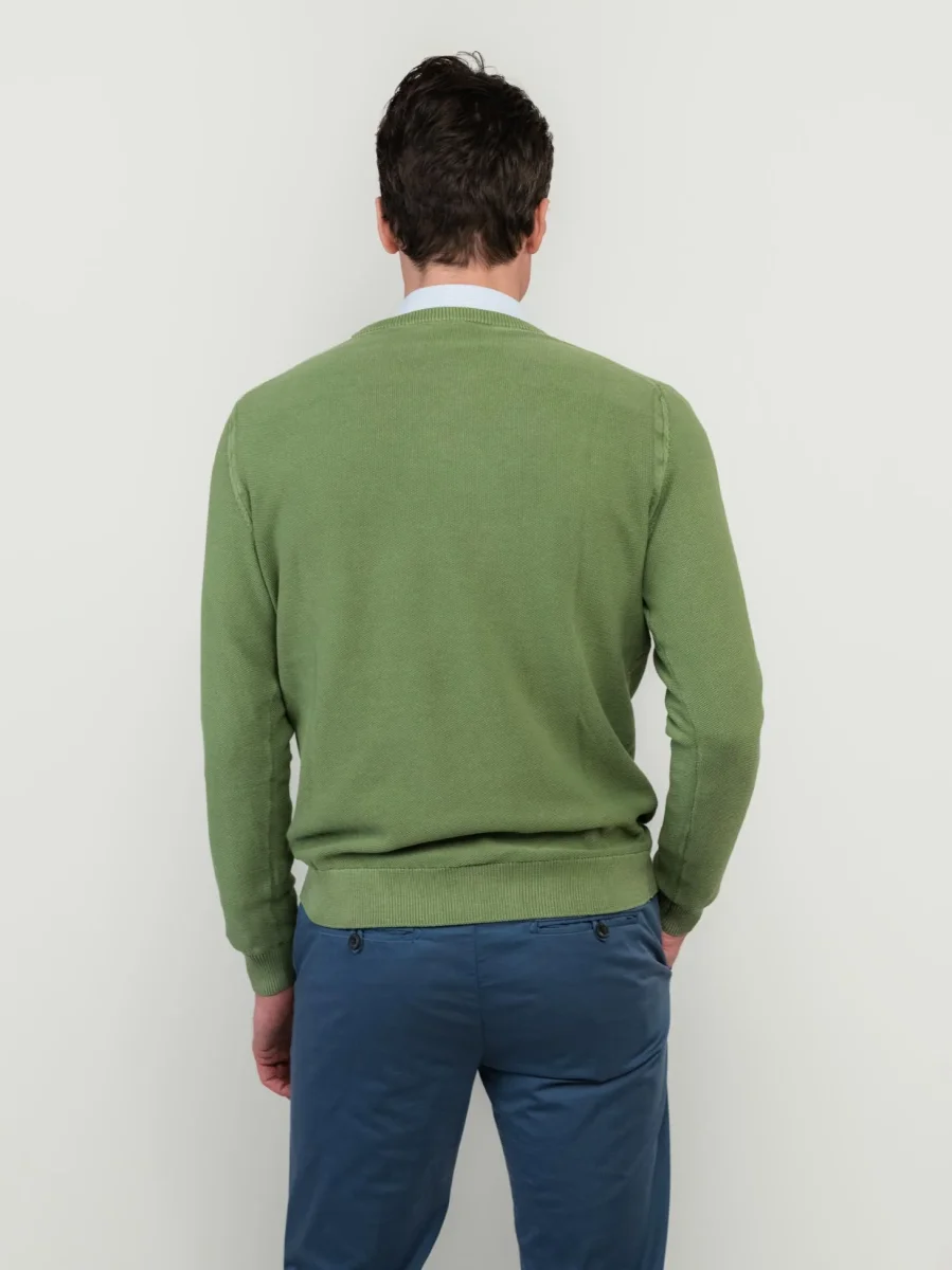 MAGLIA IN COTONE GRANA DI RISO VERDE - immagine 4