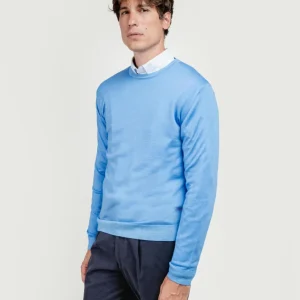 MAGLIA IN LANA MERINO CELESTE