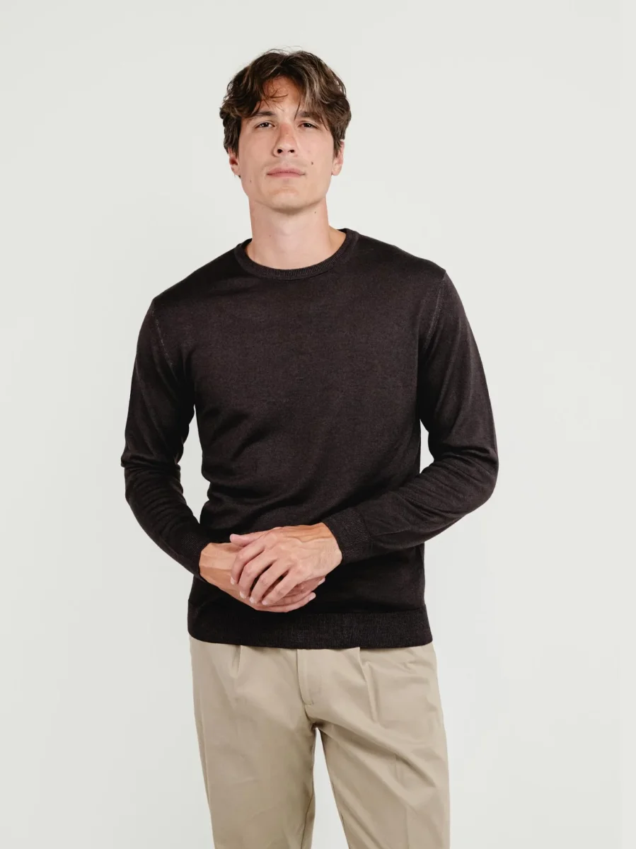 MAGLIA IN LANA MERINO TESTA MORO