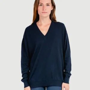MAGLIA OVERSIZE SCOLLO A V NAVY